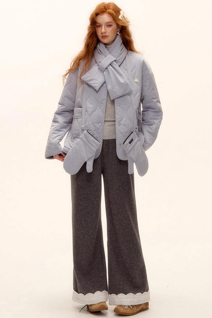 Milk Blue Plaid Cotton Jacket Set