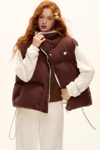 Reversible Plaid Lace Vest Jacket