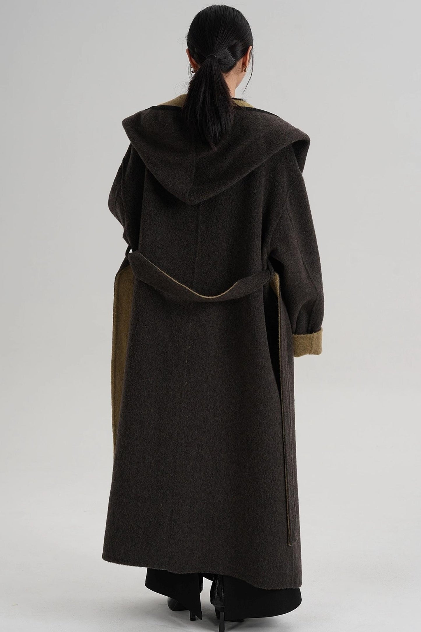 Temperament Hooded Wool Reversible Coat