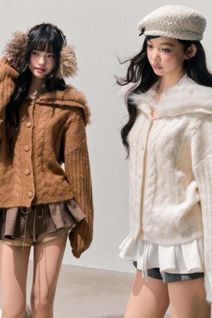 Fox Fur Knit Cardigan