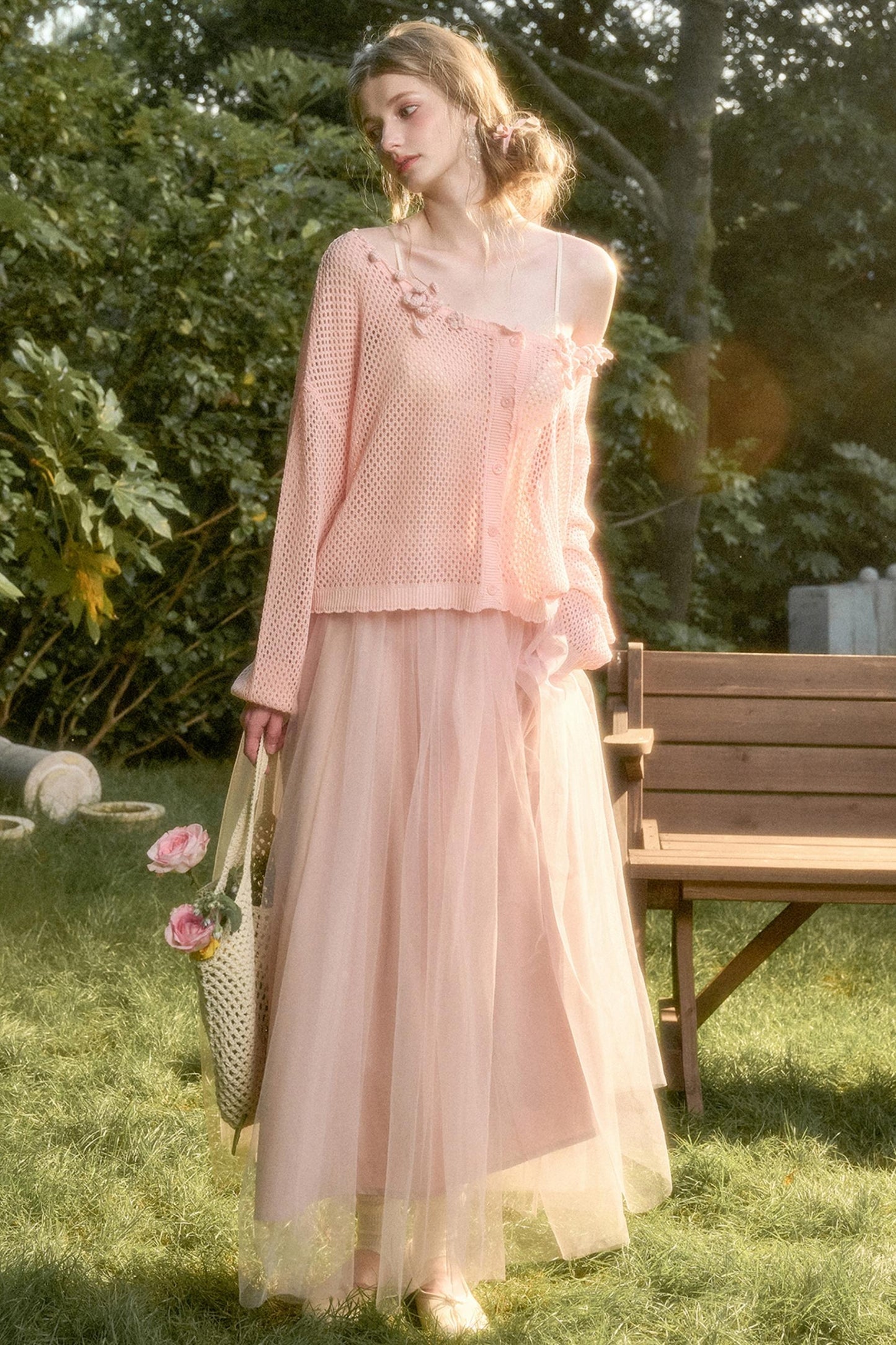 Galaxy Ice Silk Hollow Cardigan