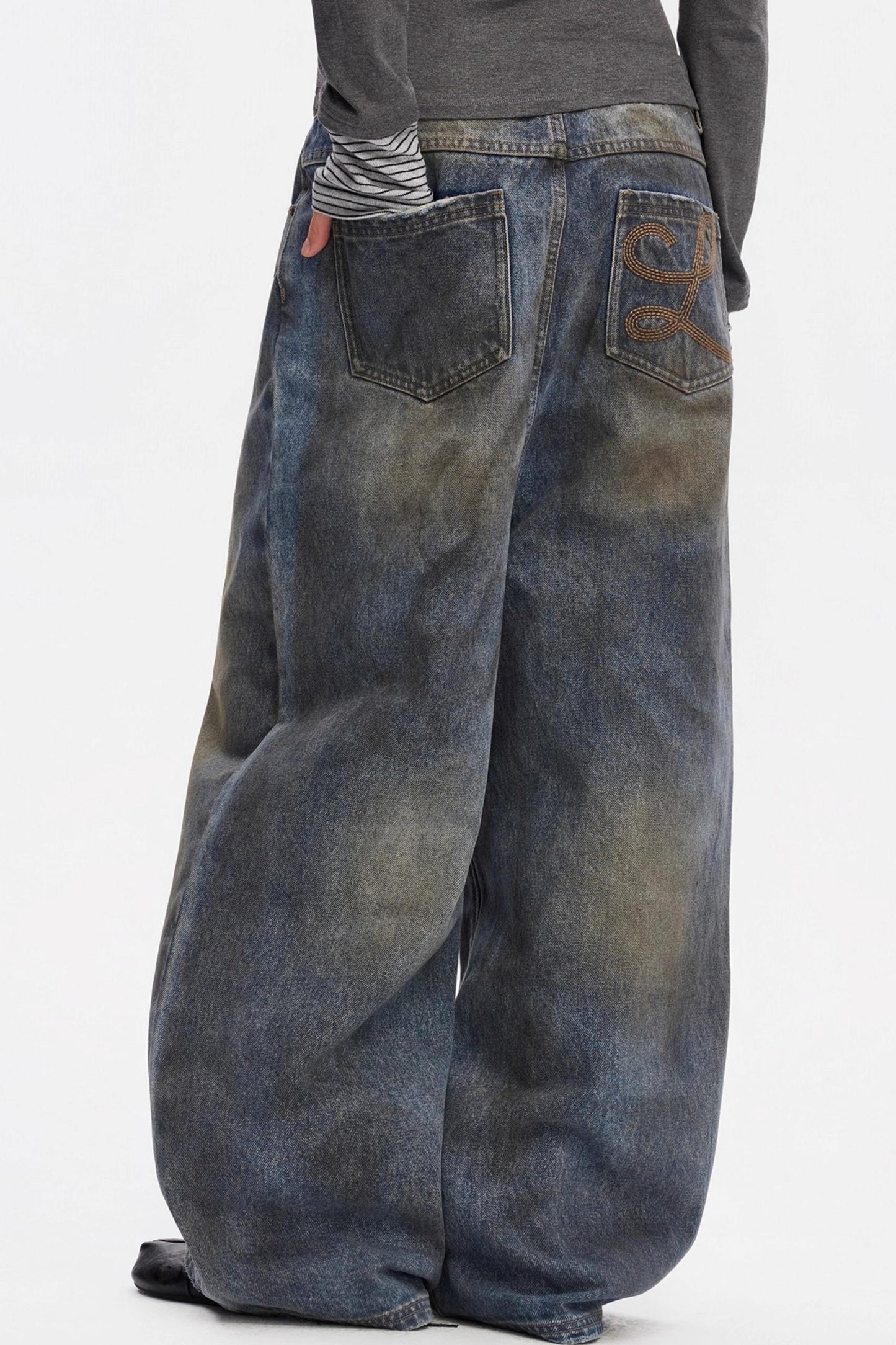 Vintage Yellow Distressed Jeans