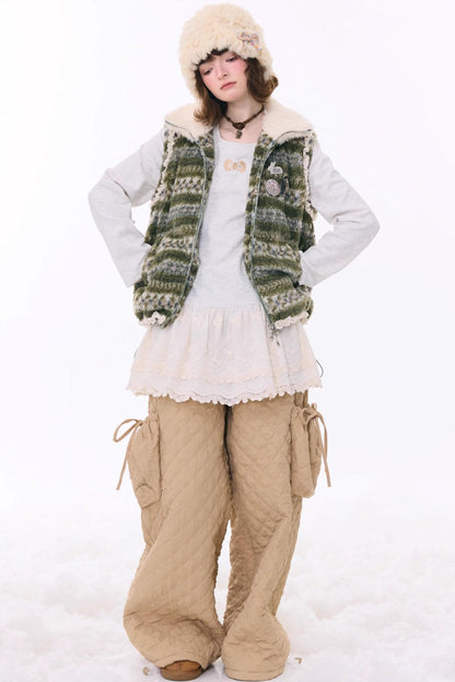 Retro Fair Isle Fleece Vest Jacket