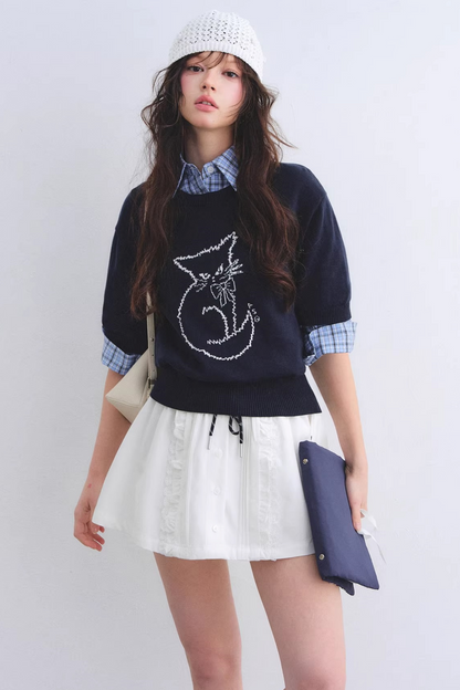Completo camicia a quadri con orlo grezzo