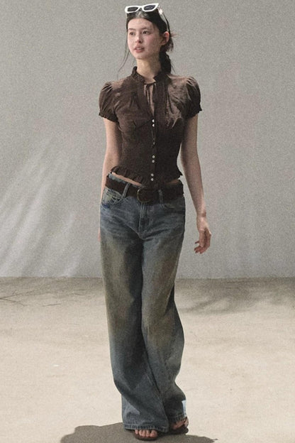 Vintage Hand-Painted Jeans Set