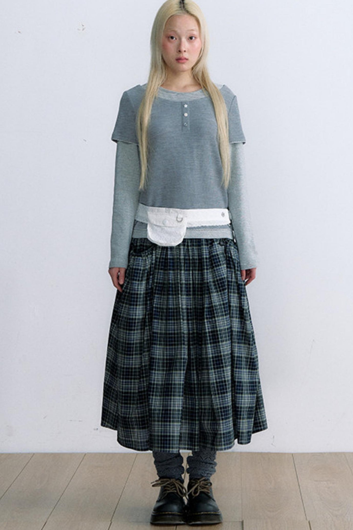 Retro Plaid Umbrella Skirt