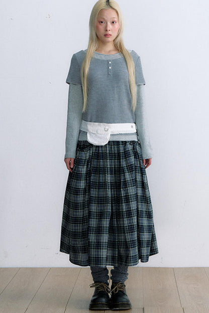 Retro Plaid Umbrella Skirt