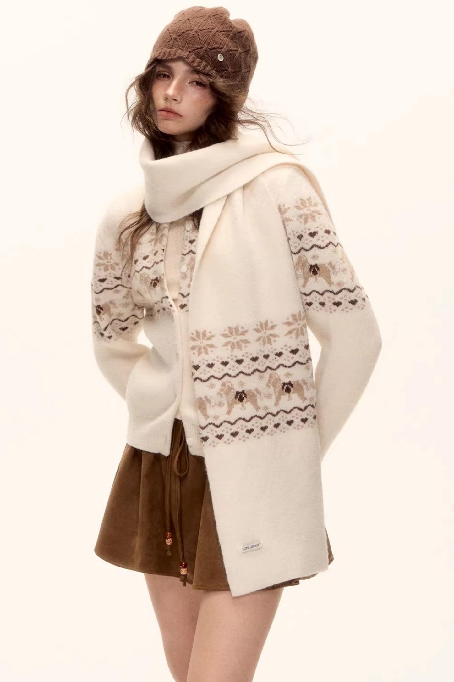 Jacquard Knit Cardigan Set