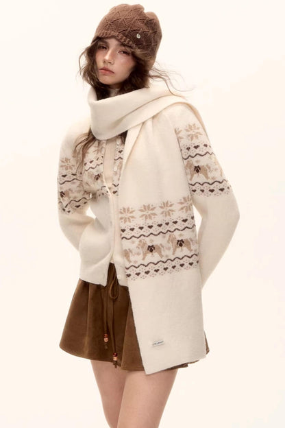 Jacquard Knit Cardigan Set