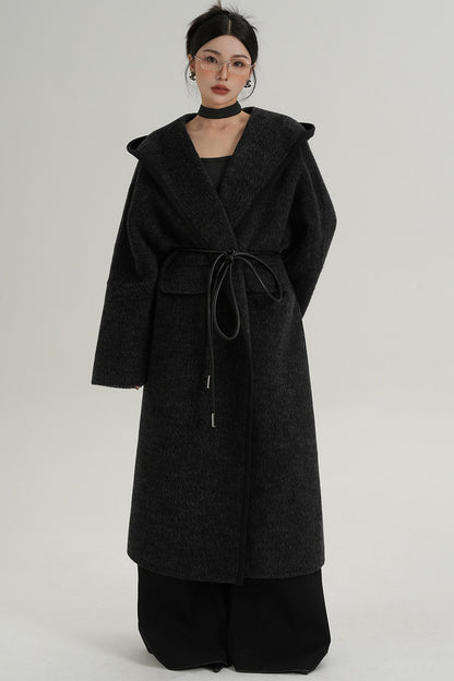 Lace-Up Wool Minimal Coat