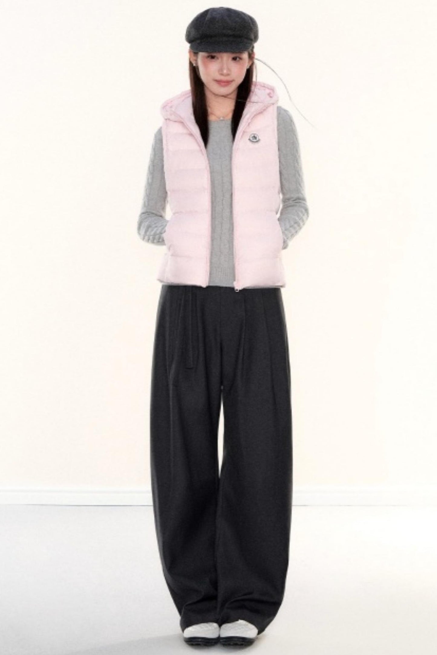 Hooded Ribbed Down Vest