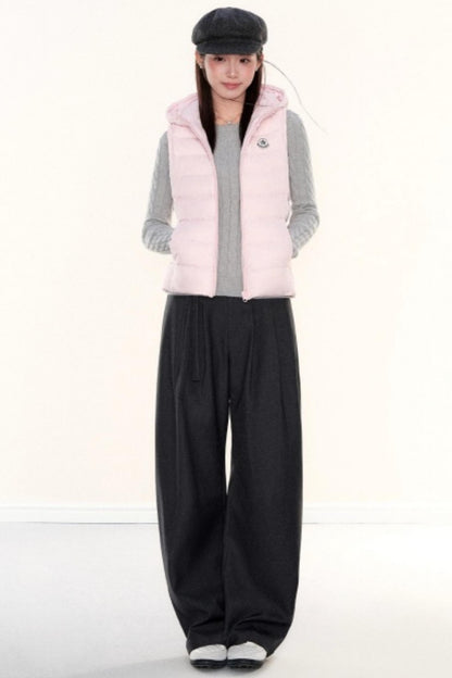 Hooded Ribbed Down Vest