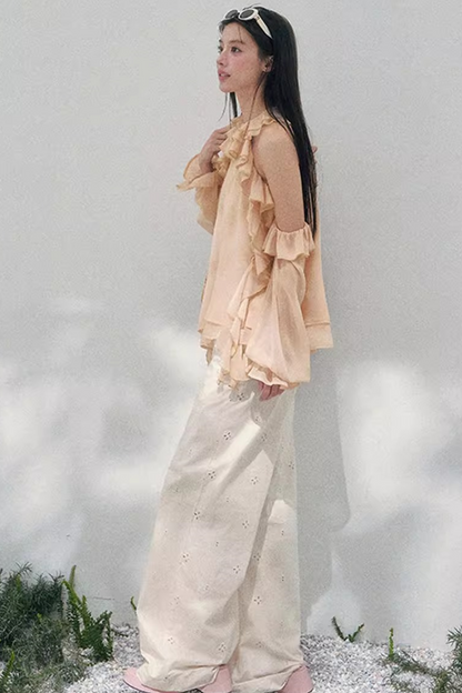 Ruffled Edge Off-Shoulder Top