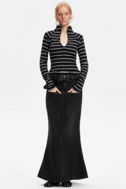 Vintage Striped Slim Knit Top