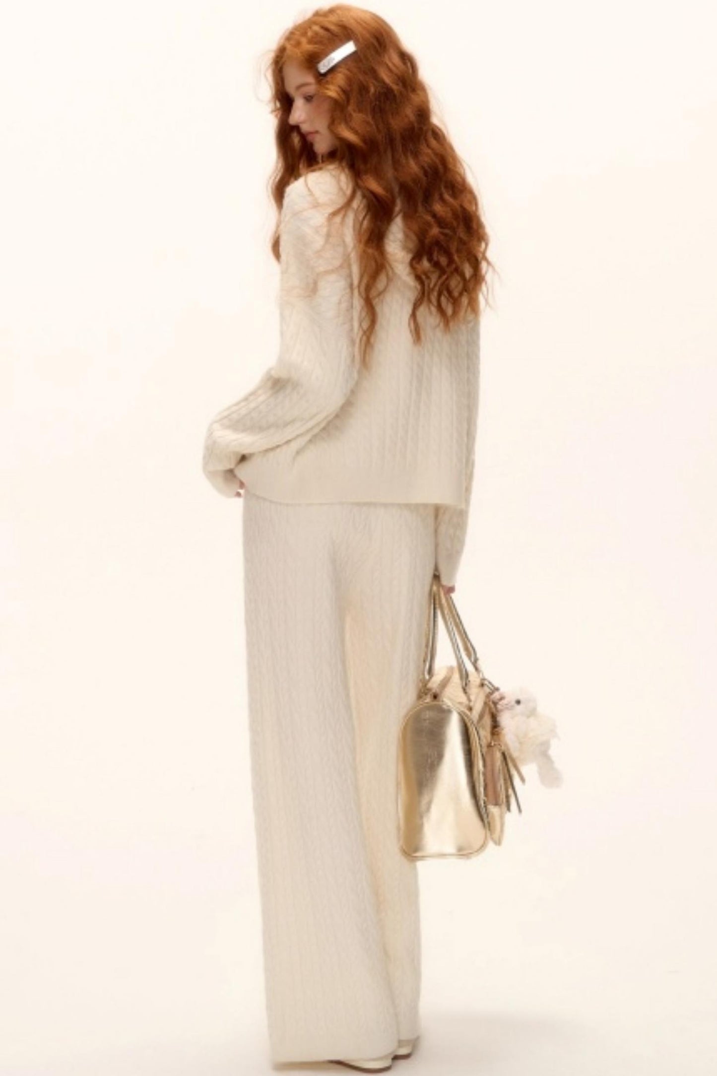 Wool Blend Hooded Knit Set-Up