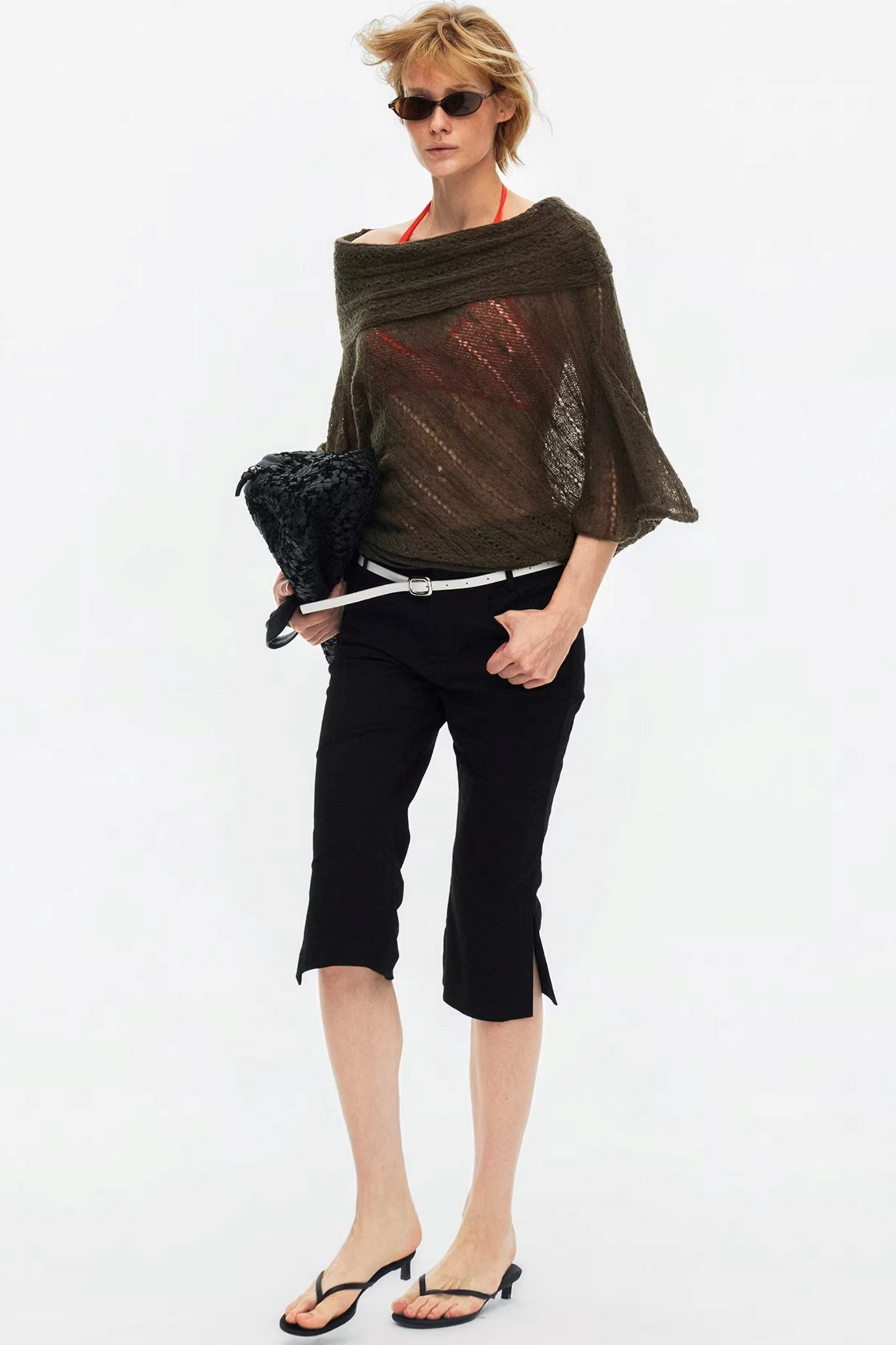 One-Shoulder Hollow Knit Sweater