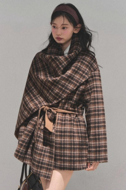 Winter Plaid Wool Coat