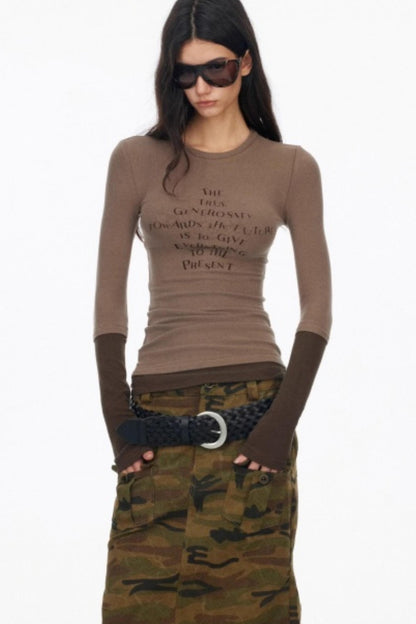 Layered Letter Print Top