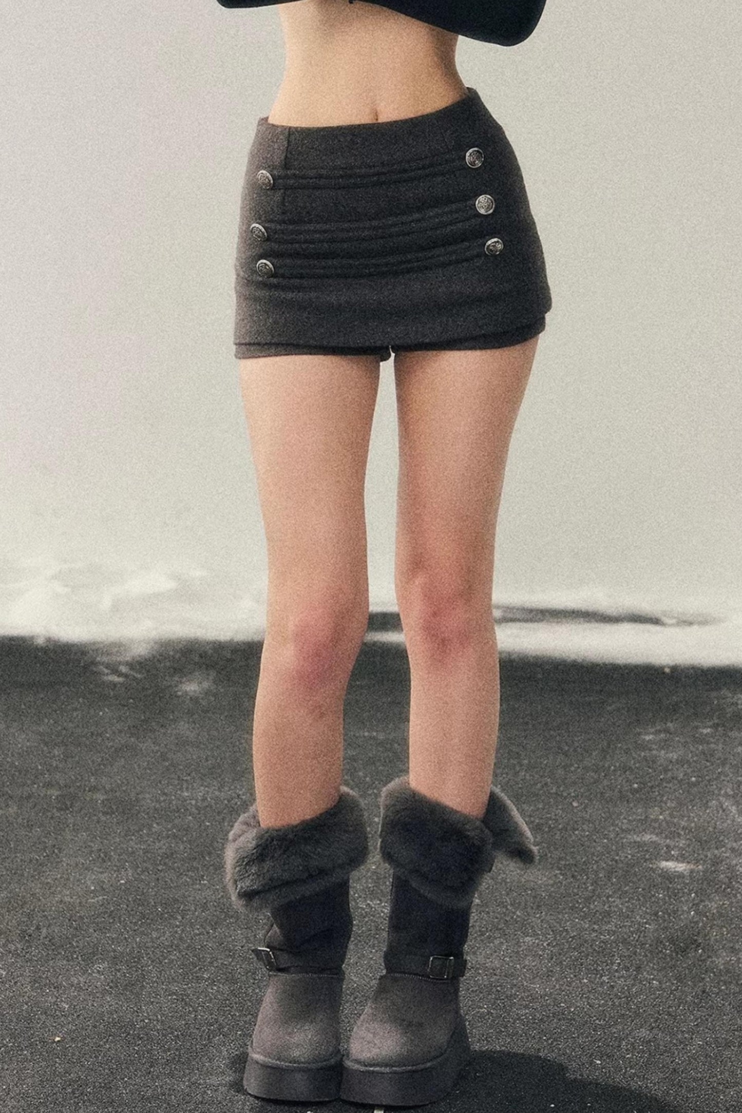 Woolen A-Line Skirt Pants