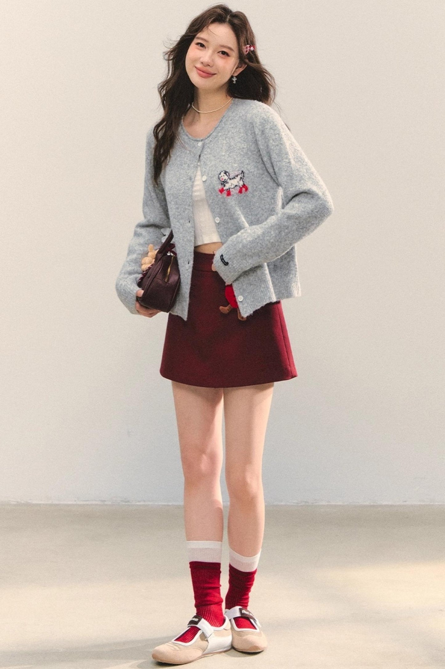 Soft Glutinous Dalmatian Jacquard Cardigan