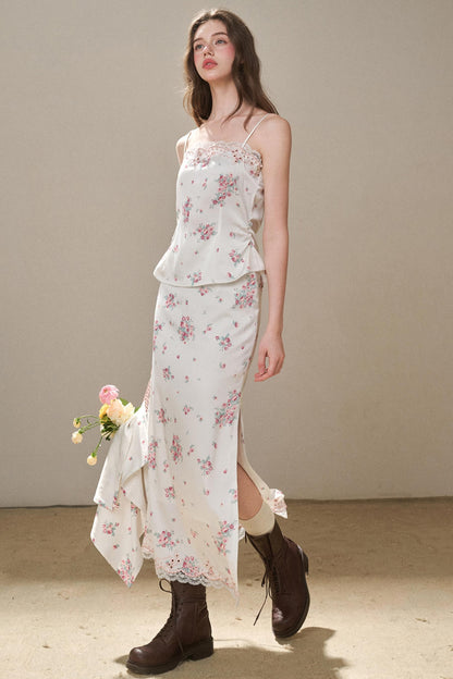 Comfortable Embroidery Top & Skirt Set-Up