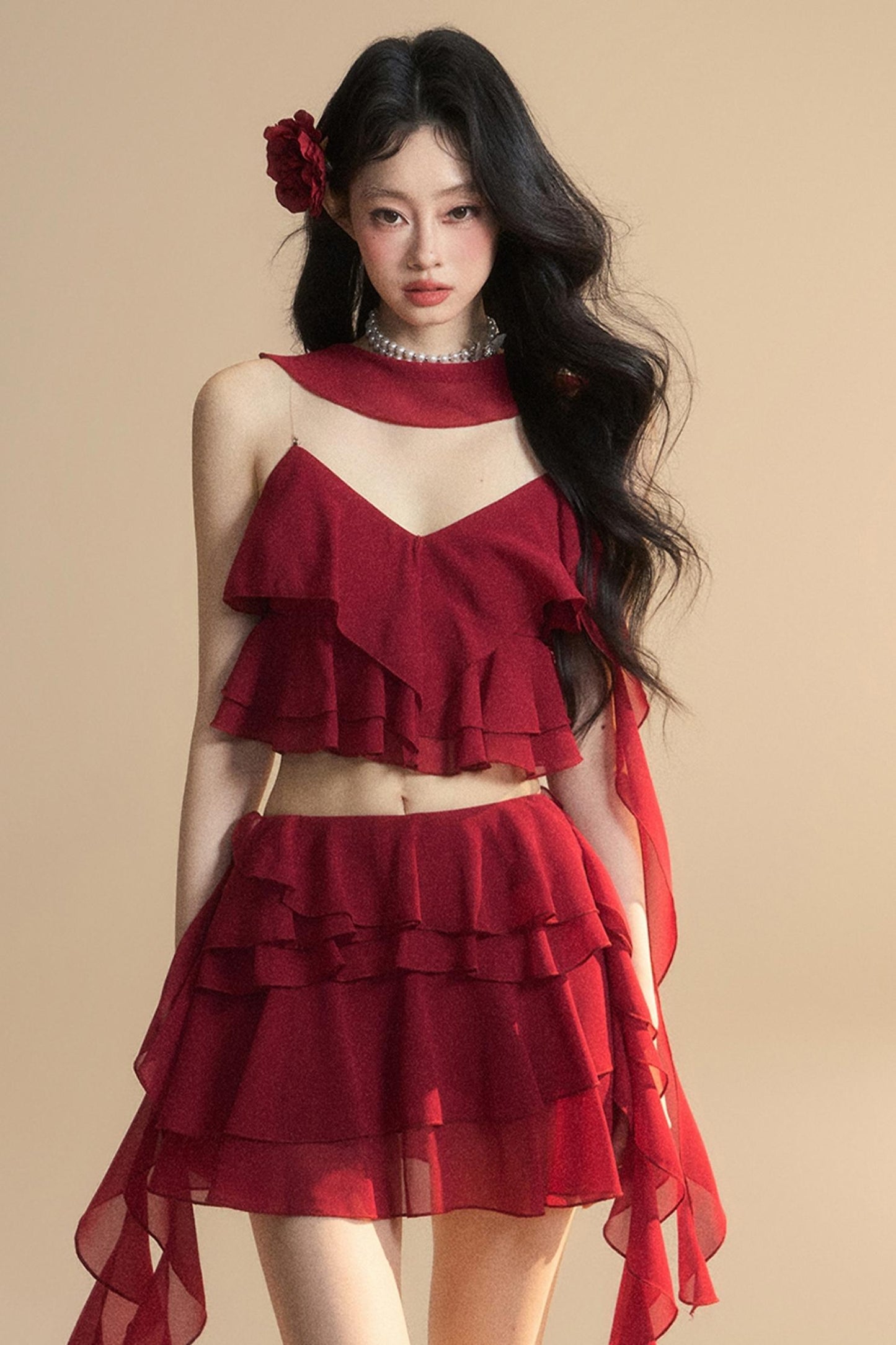 Luxury Halter With Skirt Set-Up