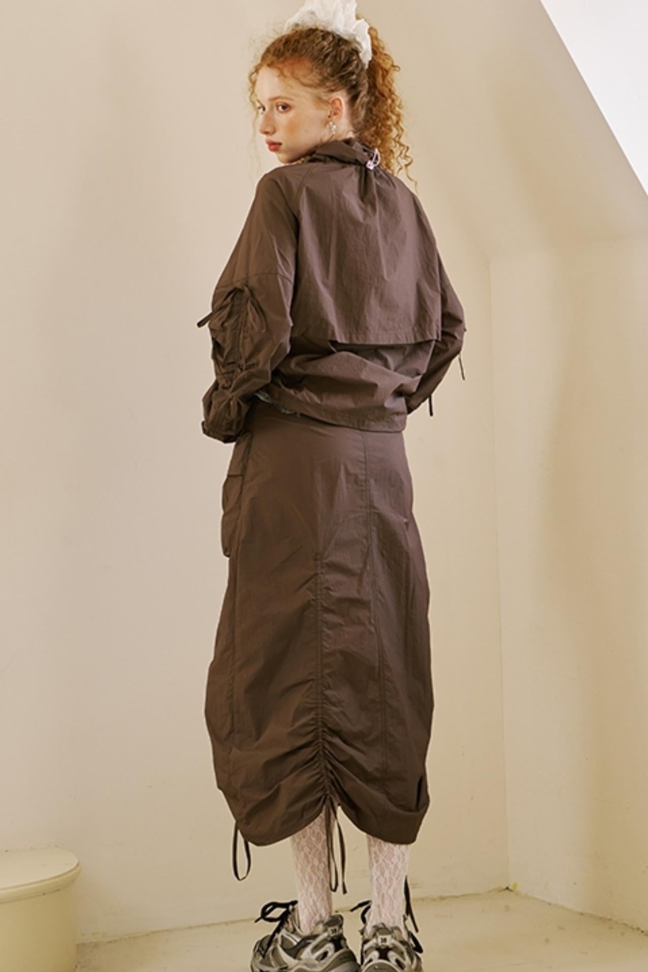 Versatile Color-Block Jacket Skirt Set-Up