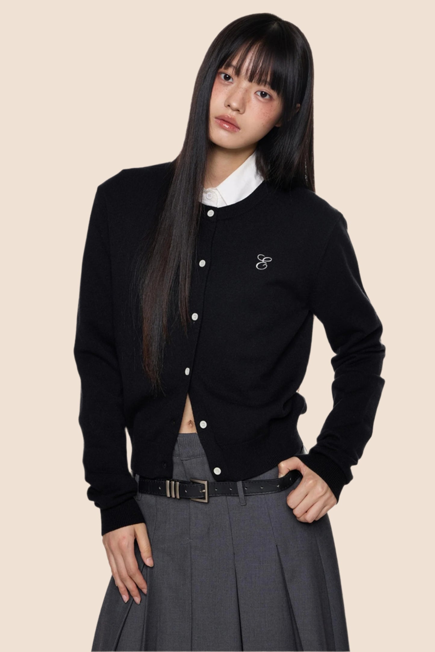 Embroidered Cropped Knit Sweater Cardigan