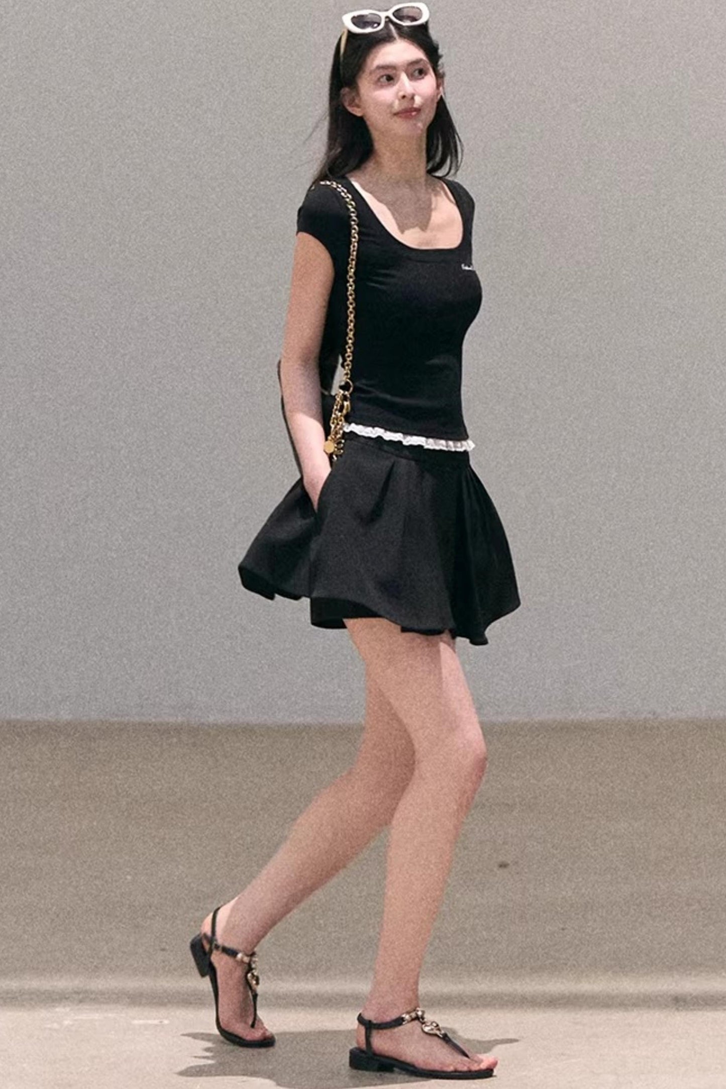 레이스 보헤미안 반팔 티셔츠