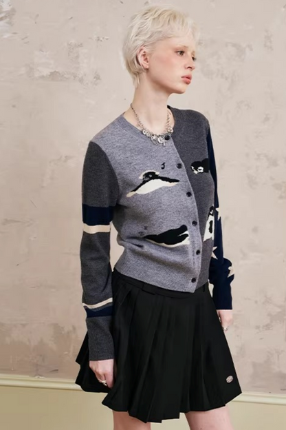Lace-Up Turn-Down Collar Sweater Matching Set