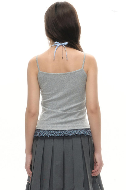 Faux Two-Strap Bow Tie Top