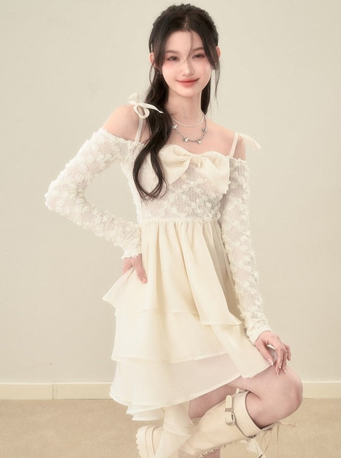 Original Lace Long-sleeved Slip Dress
