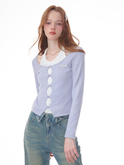 American halterneck slim knit tops