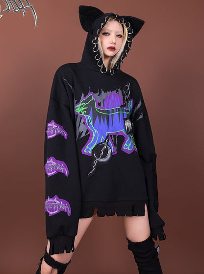 Embroidered hooded coat