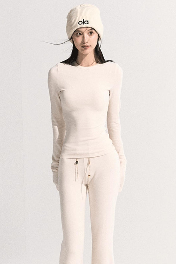 Soft Crewneck Knitwear Trouser Set-Up