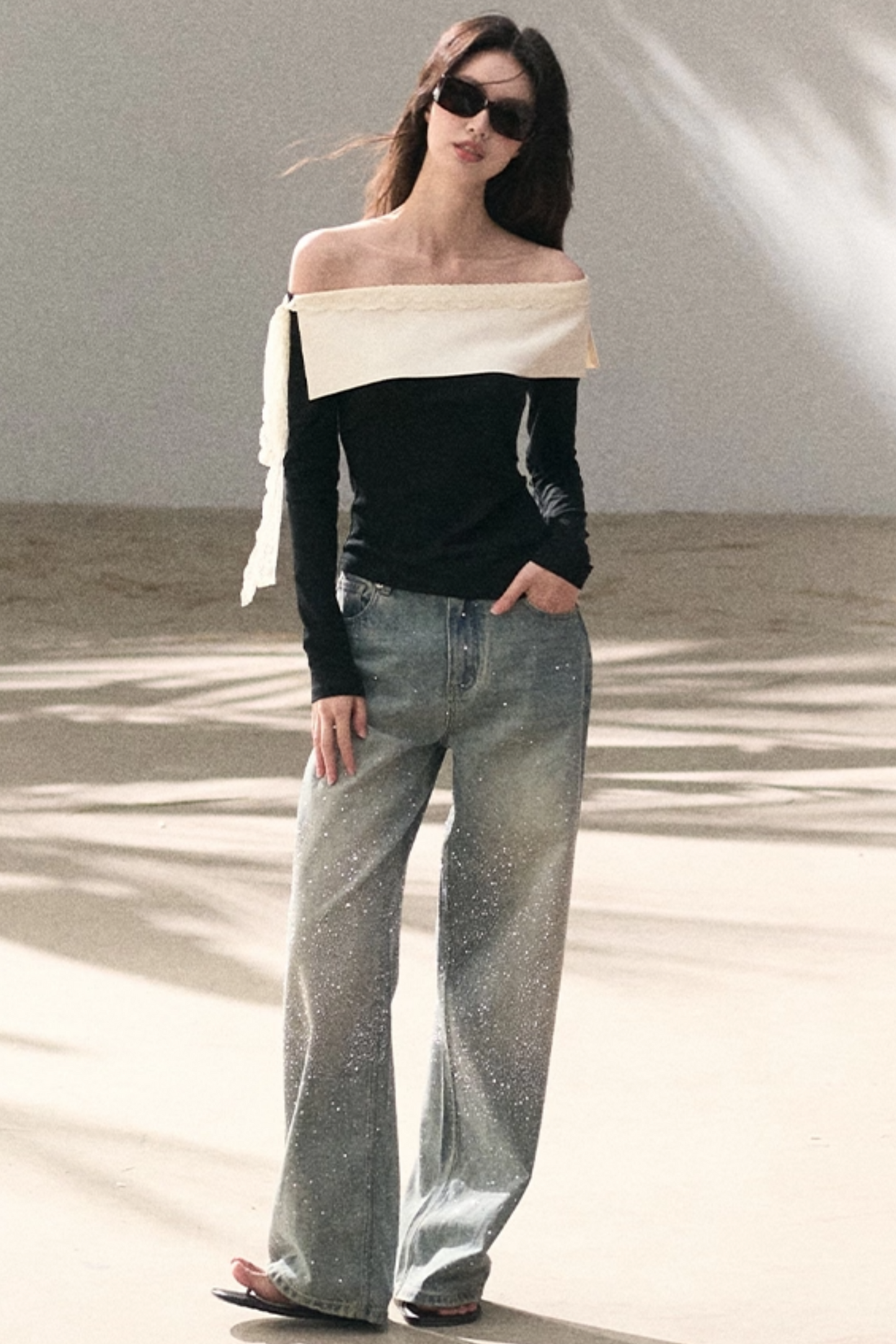 Sicilian Lace Knit Top Pants Set