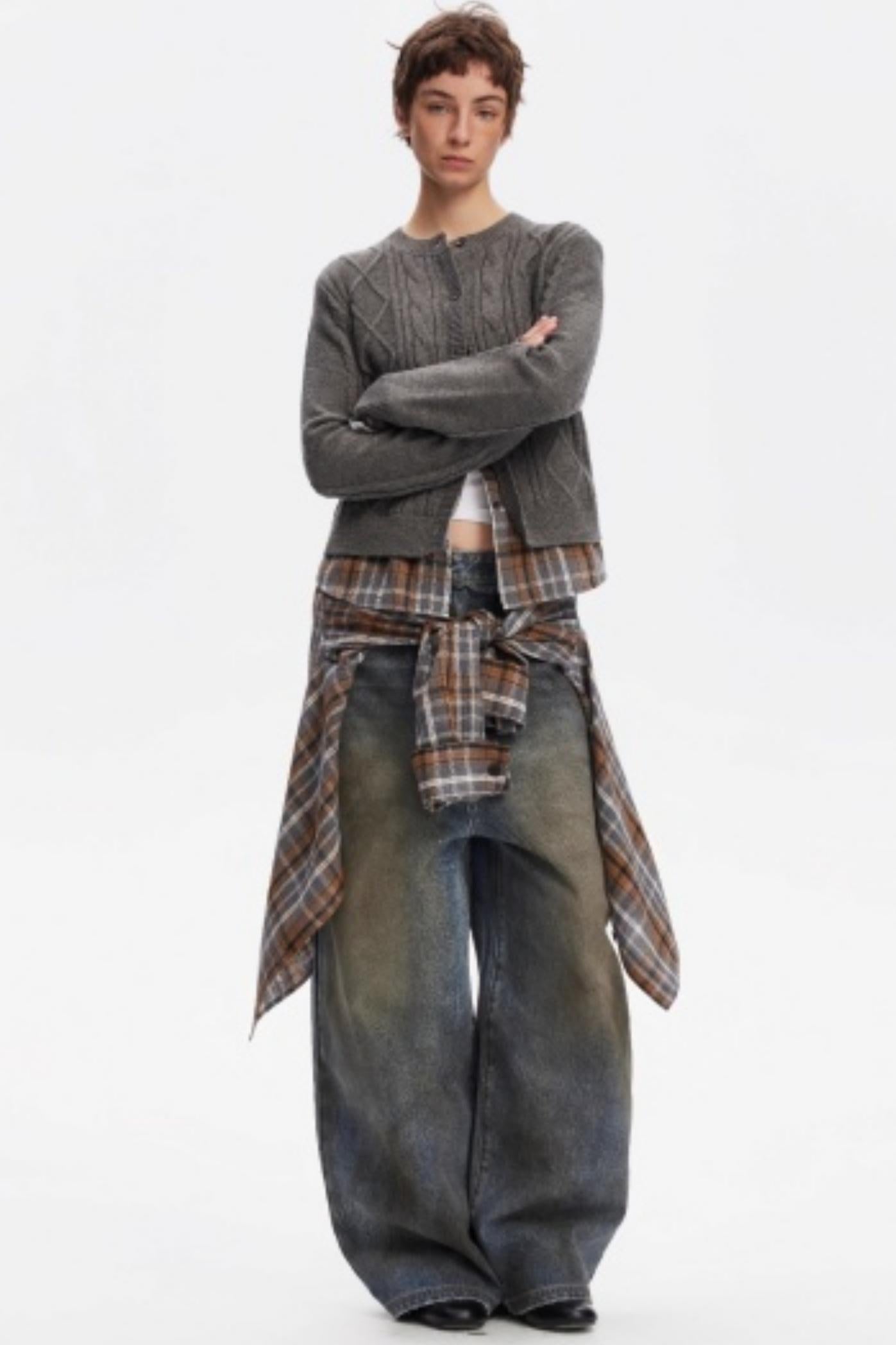 Wool Twist Cardigan Sweater Set-Up