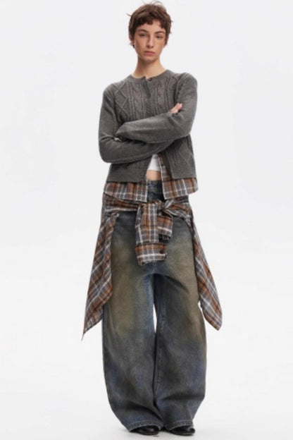 Wool Twist Cardigan Sweater Set-Up