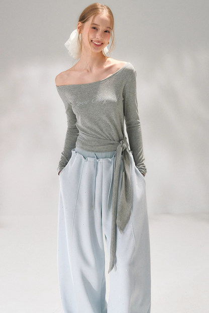 Rhinestone Embellished One-Shoulder Top