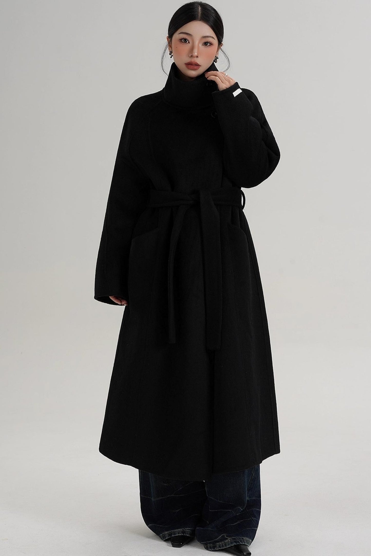Turtleneck Long Wool Coat
