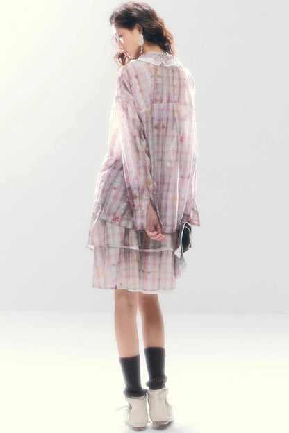 Lace-Tie Cotton Cardigan Matching Set