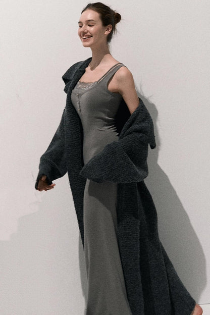 Lace Stitched Knit Waist Dress