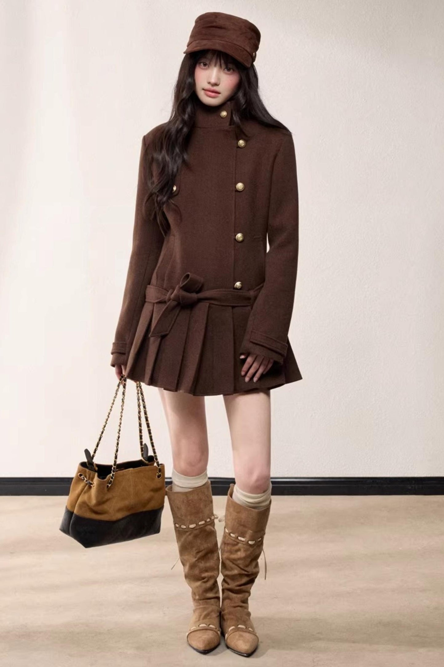 Stand-Up Collar Woolen Coat