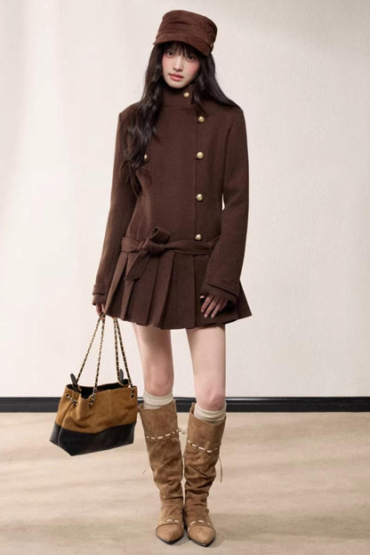 Stand-Up Collar Woolen Coat