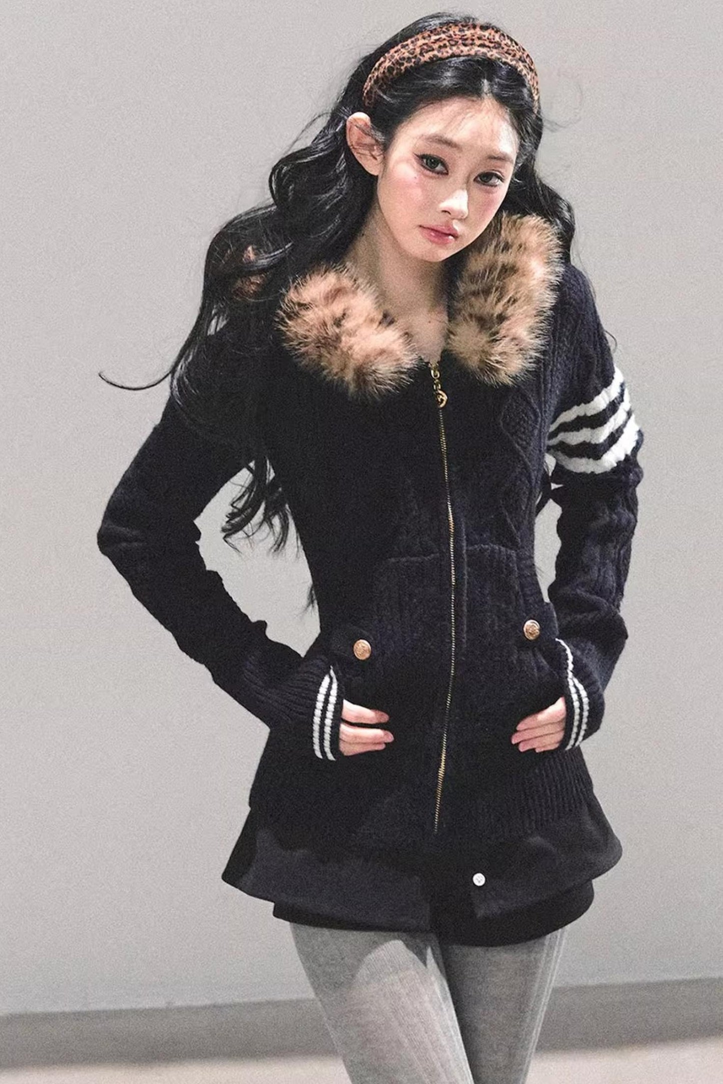 American-Style Hooded Knit Sweater