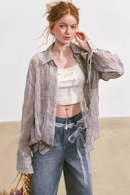 Plaid Mesh Summer Shirt Jacket