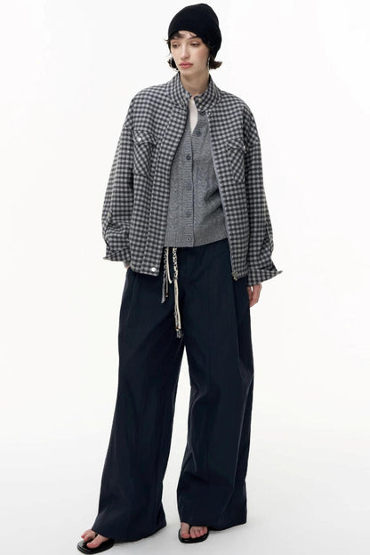 Gray Wool Knitted Cardigan