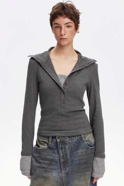 Henry Collar Knitted Top