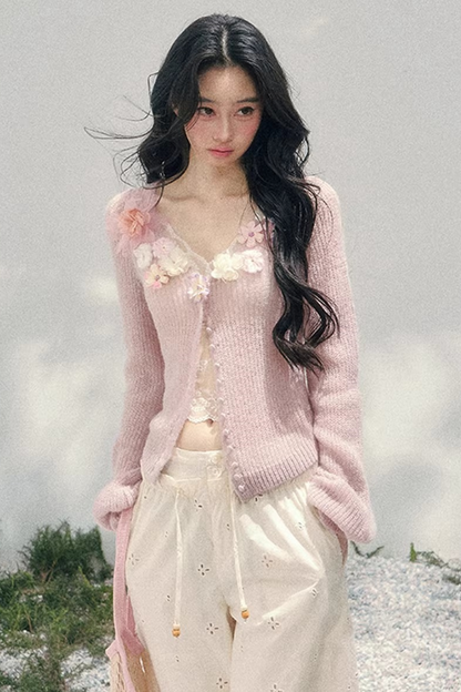 Spring Soft Breeze Floral Sweater Set-Up