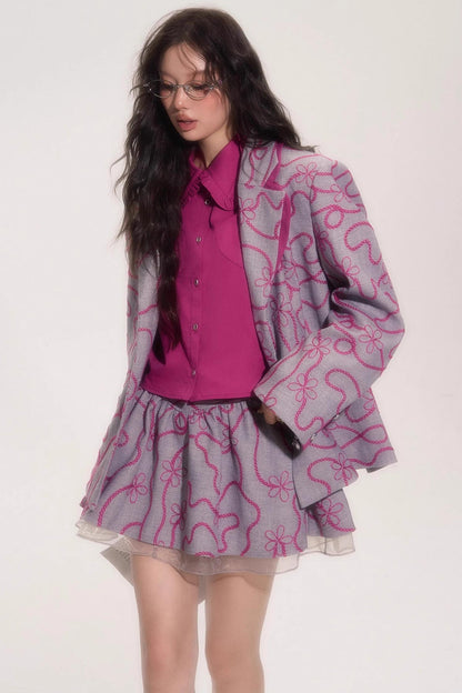 Suede Flower Bud Puffy Skirt